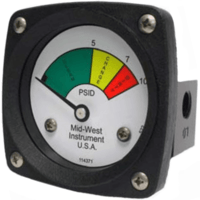 Mid-West Diaphragm Type Differential Pressure Gauge and Switch, Model 522 3-Color Dial